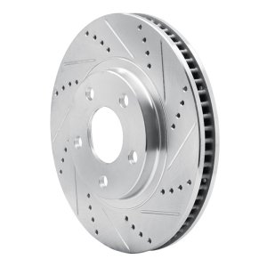 Buick Riviera Brake Rotor (1) - Front Right - R1 Concepts - Drilled & Slotted - Silver - `97-`05